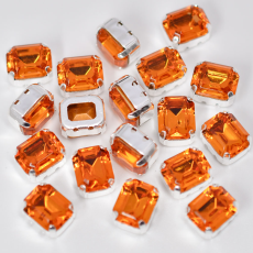 Engrampado Prateado Octagonal  para costura Preciosa Topaz 10x8mm