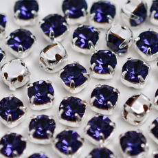 Engrampado Prateado Strass Preciosa SS16 Deep Tanzanite