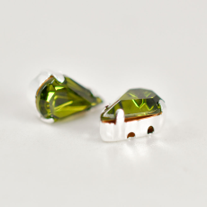 Engrampado Níquel Gota Preciosa Olivine 10x6mm