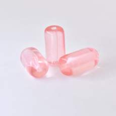 Conta de Vidro Firma Cilindrica Supreme Rosa  Transparente 70100 24x13mm
