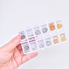Caixa Organizadora Transparente com Base Branca com 12 Divisorias 13,0x6,9x1,4 cm