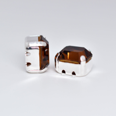 Engrampado Níquel Octagonal Preciosa Smoked Topaz 10x8mm