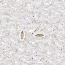 Engrampado Prateado Navete  Supreme Cristal 10x5mm
