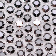 Strass Engrampado Prateado Collection para costura Jet Hematite SS16 = 3,80mm