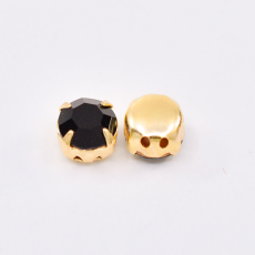 Engrampado Dourado Strass Preciosa Jet SS34 = 7mm