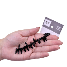 Contas de Murano Folha Dentinho Fosco Preto 23980 6x16mm