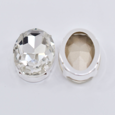 Engrampado Supreme Prateado Oval Cristal 30x20mm