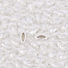Engrampado Prateado Navete  Supreme Cristal 10x5mm