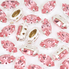 Engrampado Supreme Prateado Navete Light Rose 10x5mm