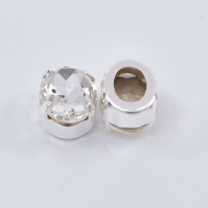 Engrampado Supreme Prateado Oval Cristal 10x8mm