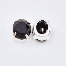 Engrampado Supreme Prateado Oval Cristal 10x8mm