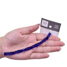 Contas de Murano Cubo Transparente Dark Safira 30080 6x7mm