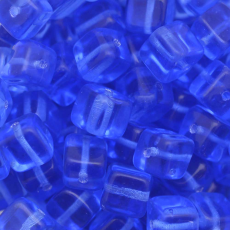 Contas de Murano Cubo Transparente Safira 30050 6x7mm