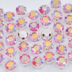 Strass Engrampado Prateado Preciosa Rose Aurora Boreal SS20 = 4,6mm