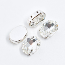 Engrampado Supreme Prateado Oval Cristal 18x13mm