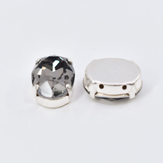 Engrampado Supreme  Prateado Oval Black Diamond 18x13mm