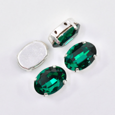 Engrampado Prateado Oval Supreme Emerald 18x13mm