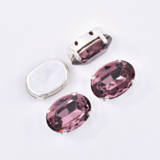 Engrampado Prateado Oval Supreme Light Ametista 18x13mm