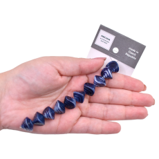 Contas de Murano Disco Voador Ondulado Mesclado Azul Branco 07324 13x14mm