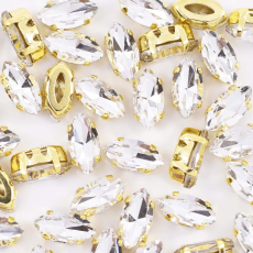 Engrampado Supreme Dourado Navete 8x4mm Cristal