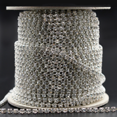 Corrente de Strass Prateado Preciosa® Cristal SS39 = 8,2mm