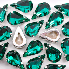 Engrampado Prateado Gota Supreme Emerald 13x7,8mm