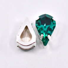Engrampado Supreme Prateado Gota Emerald 13x7,8mm