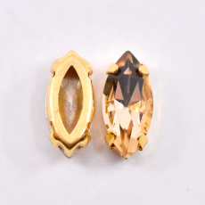 Engrampado Supreme Dourado Navete Light Colorado Topaz 15x7mm