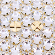 Engrampado Dourado Chaton Rose Preciosa Cristal SS20 = 11,30mm