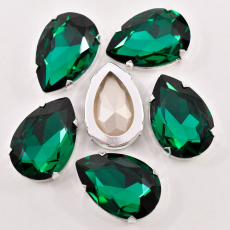 Engrampado Supreme Prateado Gota Emerald 30x20mm