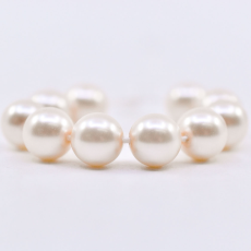 Pérola de Cristal em Fio Nacre Round Maxima White/Branco Champanhe 10mm