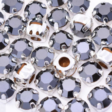 Engrampado Prateado Strass Preciosa Jet Hematite SS29 = 6,2mm