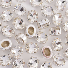 Engrampado Supreme Prateado Oval Cristal 10x8mm