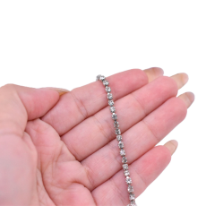 Corrente de Strass Prateado Supreme Cristal SS12 = 3mm