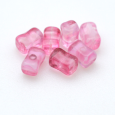 Contas de Murano Ossinho Rosa Branco Cristal 7514 4x6mm