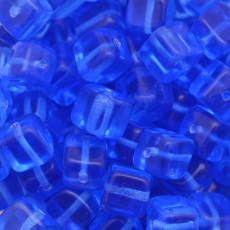 Contas de Murano Cubo Transparente Safira 30050 6x7mm